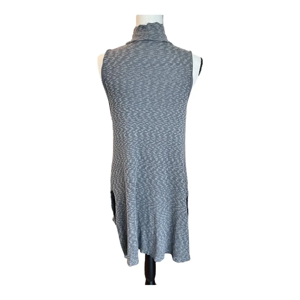 Left of Center Womens Tunic Top Gray Knit High Neck Sleeveless High-Low XS